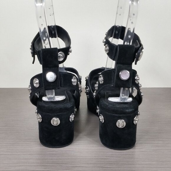 Alexander Wang Sandrah Studded Platform Sandal Black Suede Womens Size 10.5/40.5 - Picture 5 of 12